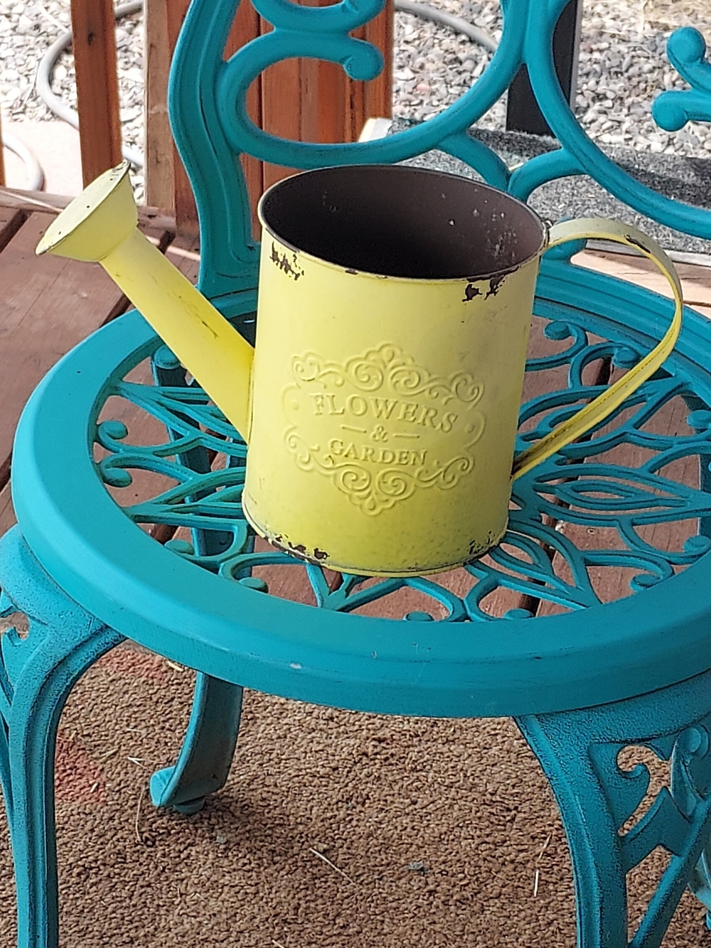 Vintage Yellow Metal Watering Can